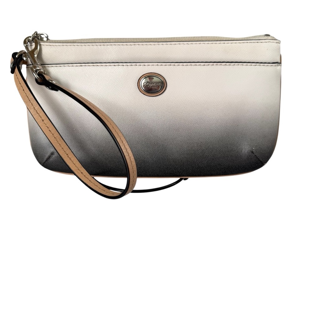 Rare Coach Peyton Ombre Go-Go Wristlet F51380 Silver/Charcoal - Picture 1 of 13